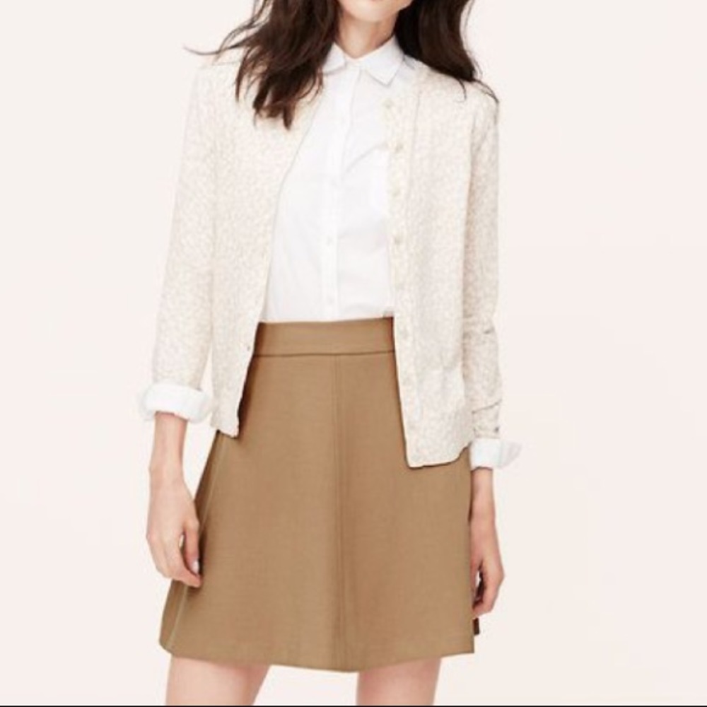 Ann Taylor LOFT Tan Scuba Flare Skirt